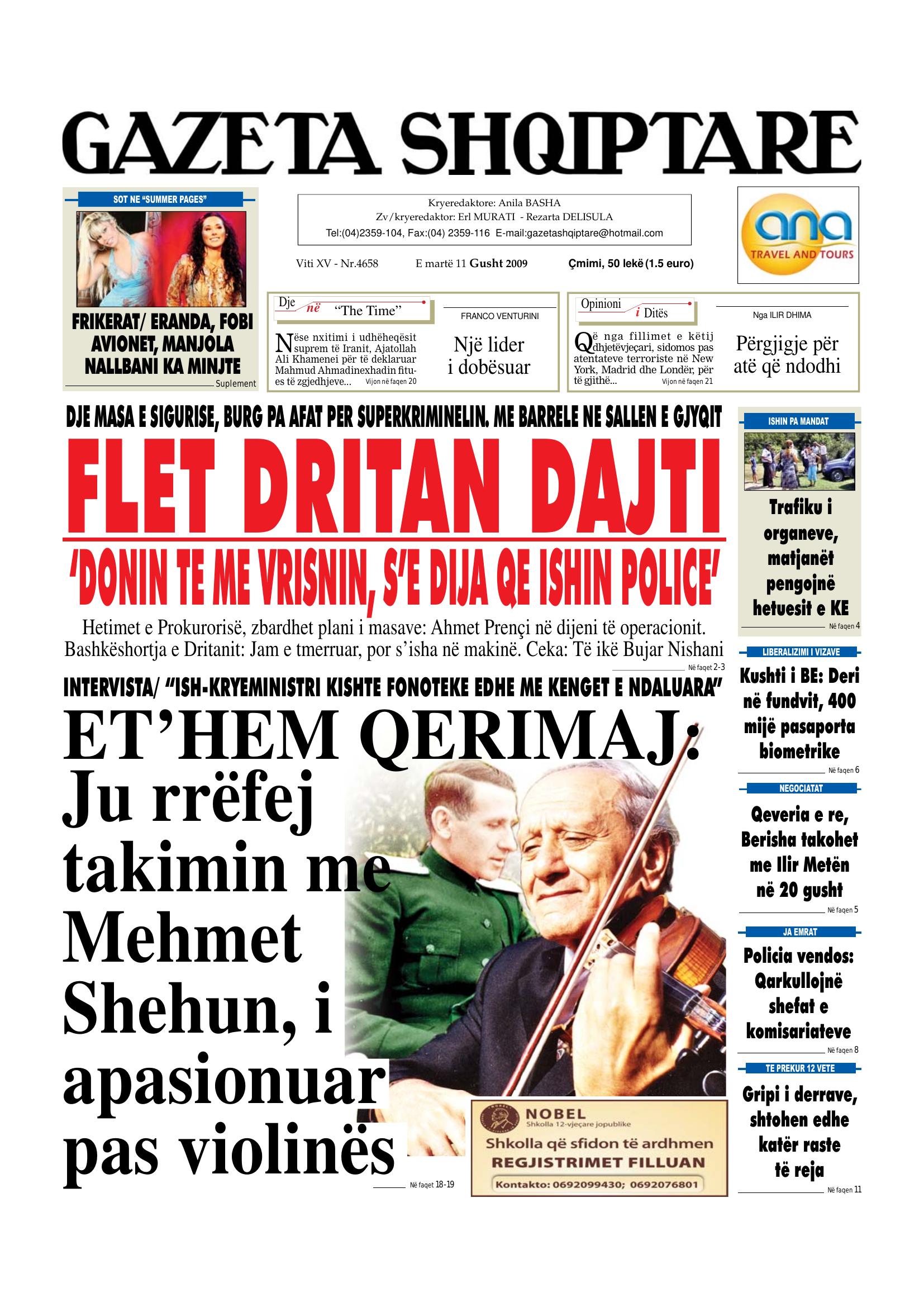 Gazeta Shqiptare 2009-08-11
